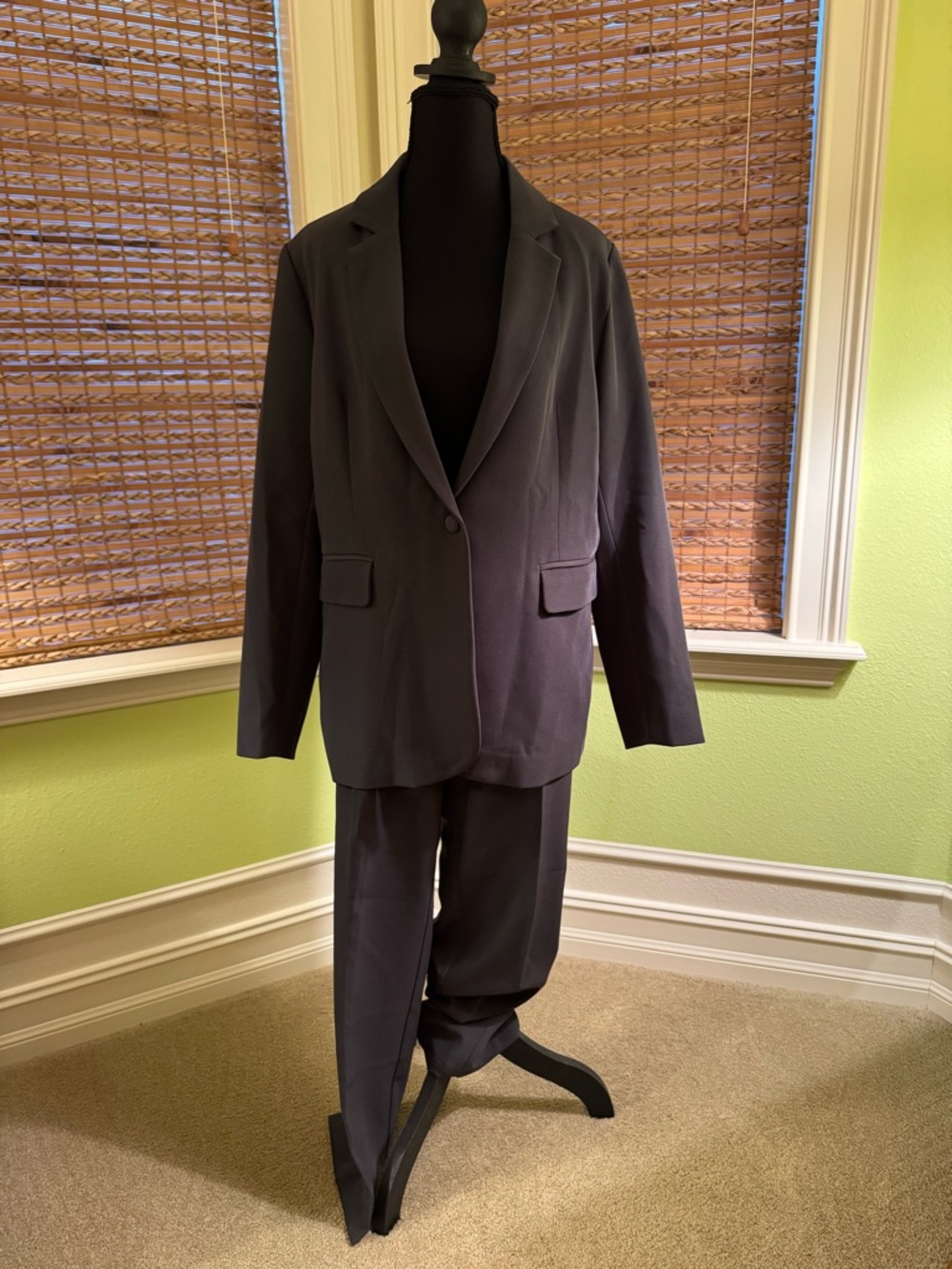 Amazon Women's Gray Two-Piece Suit - Single-Button Blazer & Trousers